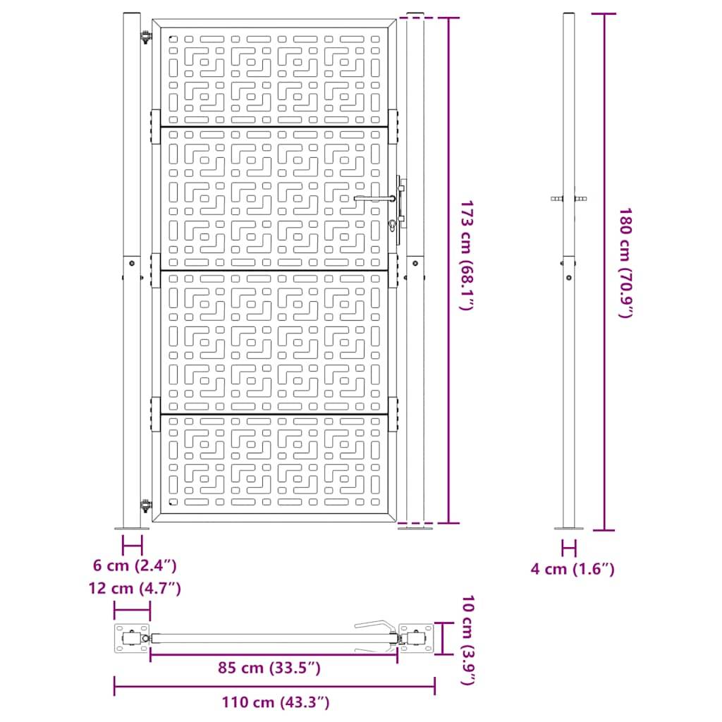 ComfortXL - Portail d'Allée Robuste en Acier Design Croix Découpe Laser pour Clôture Noir 105x180 cm – ComfortXL Outdoor Living - Image 9