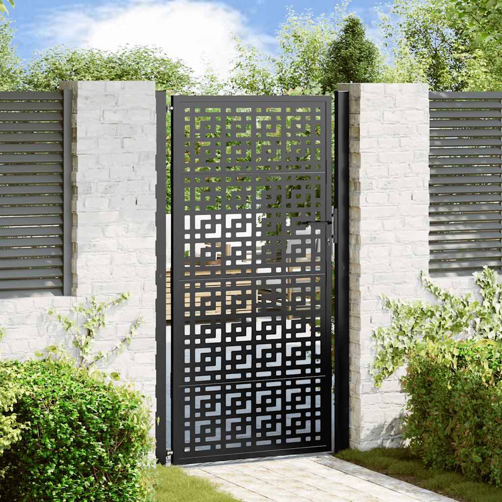 ComfortXL - Portail d'Allée Robuste en Acier Design Croix Découpe Laser pour Clôture Noir 105x180 cm – ComfortXL Outdoor Living - Image 1