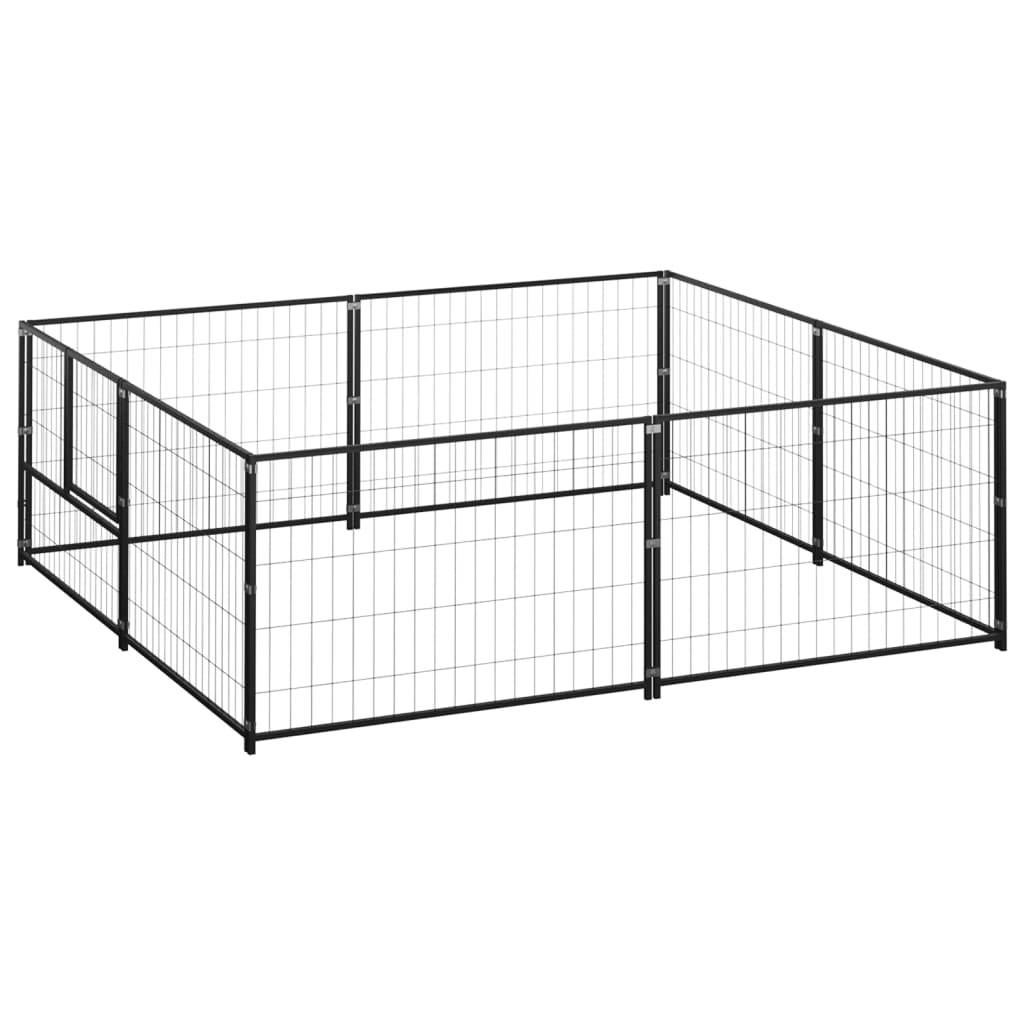Vidaxl - Chenil Noir 4 m² Acier vidaXL 3082109 - Imagen 1
