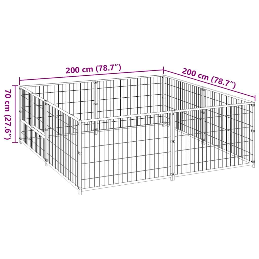 Vidaxl - Chenil Noir 4 m² Acier vidaXL 3082109 - Imagen 3