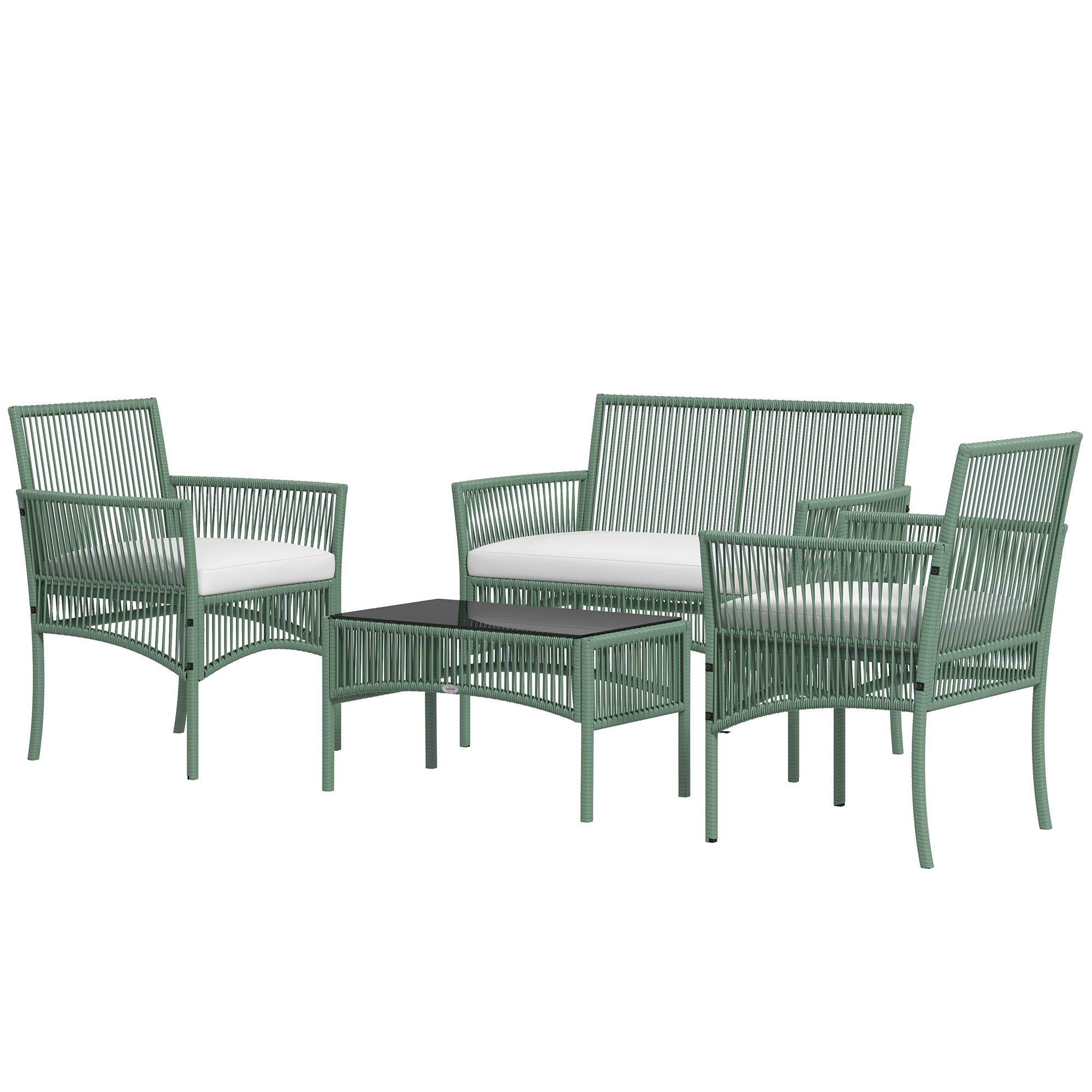ComfortXL - Salon de jardin 4 places acier résine tressée patio détente vert - ComfortXL Outdoor Living - Image 2