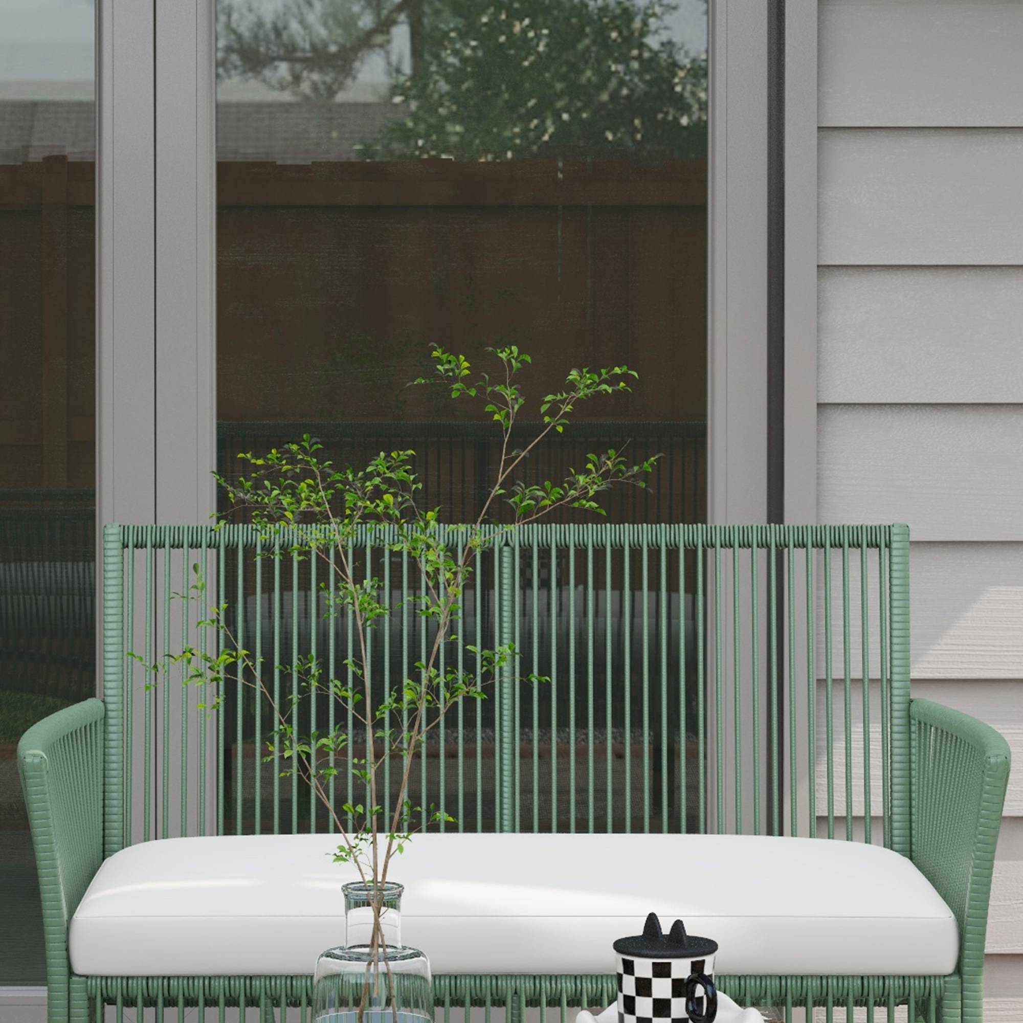 ComfortXL - Salon de jardin 4 places acier résine tressée patio détente vert - ComfortXL Outdoor Living - Image 10