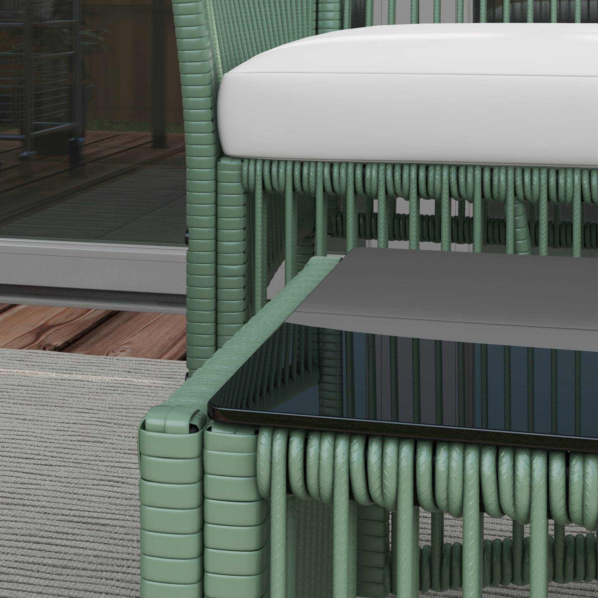 ComfortXL - Salon de jardin 4 places acier résine tressée patio détente vert - ComfortXL Outdoor Living - Image 9