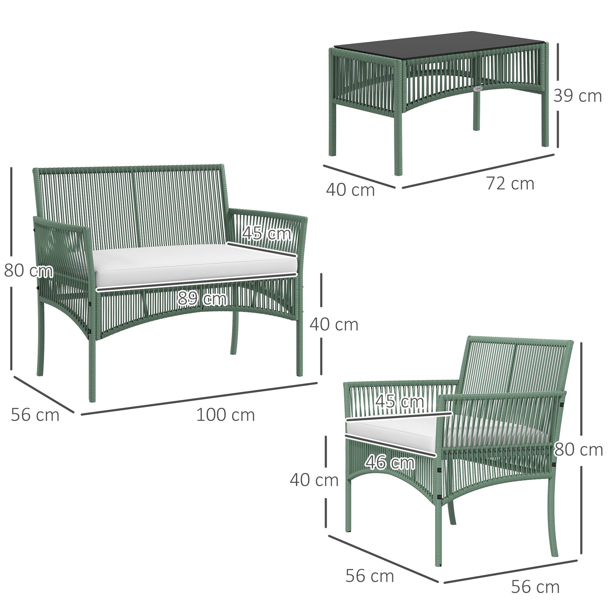 ComfortXL - Salon de jardin 4 places acier résine tressée patio détente vert - ComfortXL Outdoor Living - Image 5