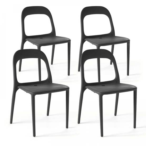 Oviala - Lot de 4 chaises en plastique noir Milan - Oviala - Image 1