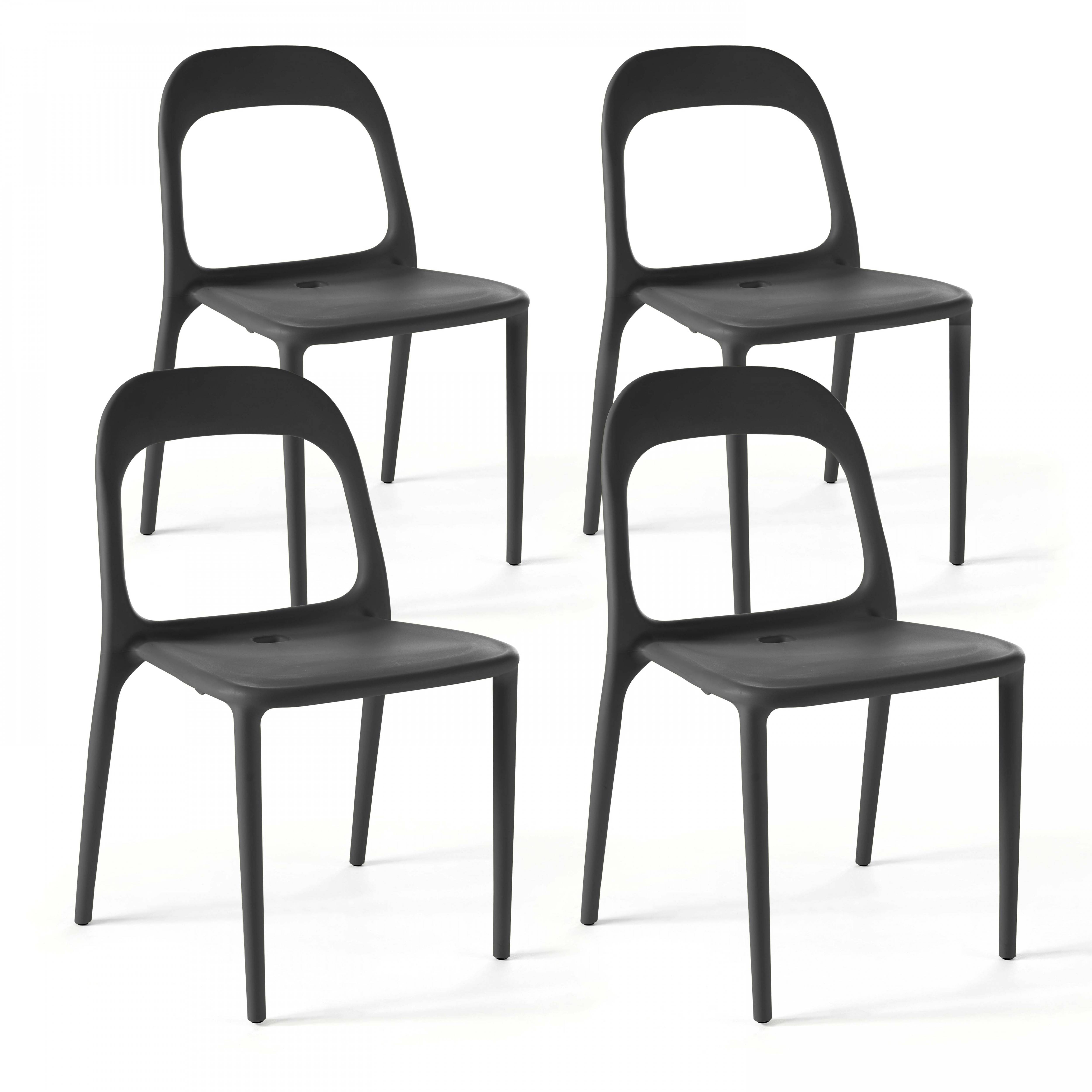 Oviala - Lot de 4 chaises en plastique noir Milan - Oviala - Image 1