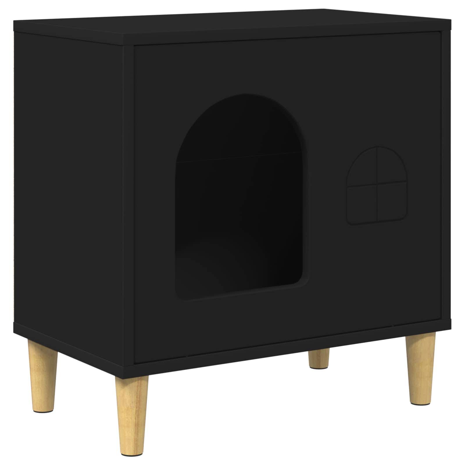 Abri Chat Intérieur Bois Moderne Noir 52cm pour Chat Discret Facile - ComfortXL Outdoor Living - Image 2