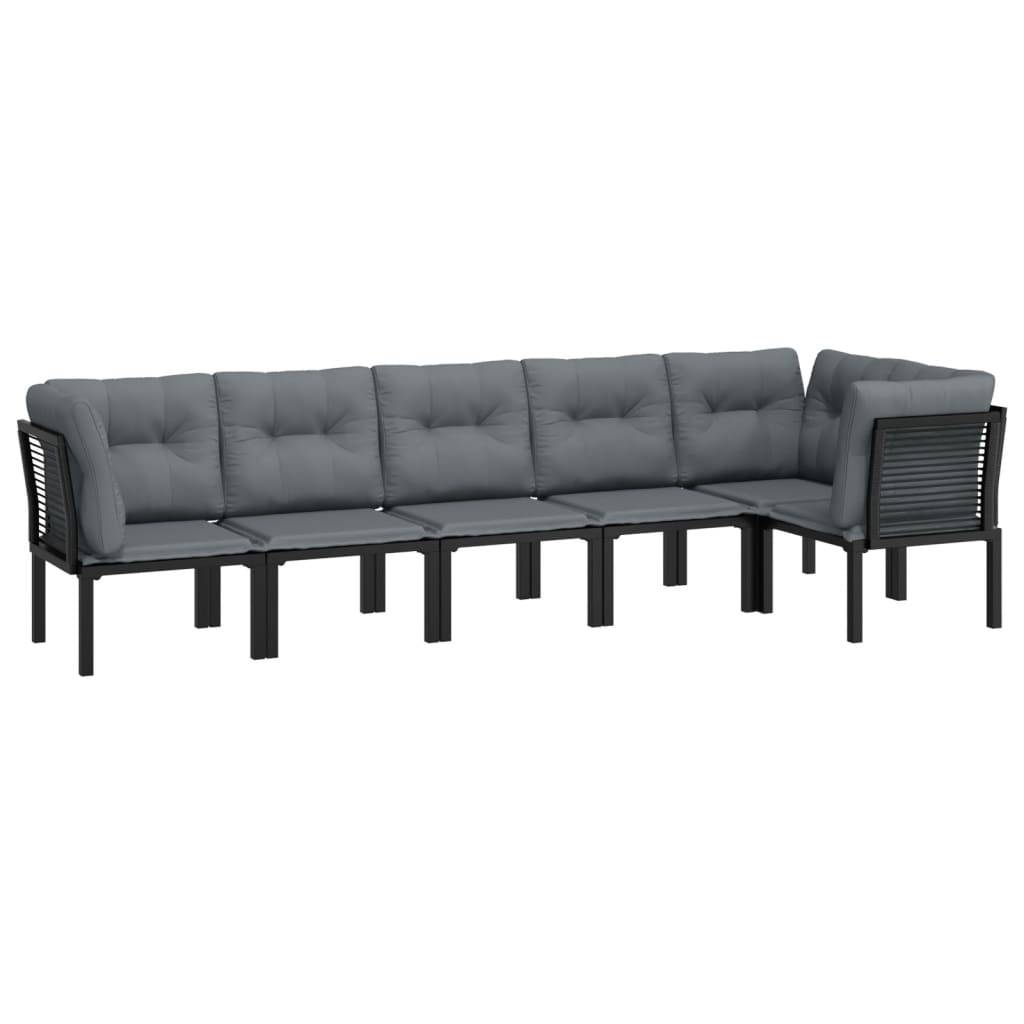 Helloshop26 - Salon de jardin meuble d'extérieur ensemble de mobilier 6 pièces résine tressée noir et gris - Imagen 1