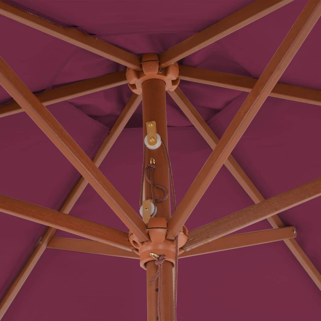Helloshop26 - Parasol avec mât en bois 270 cm bordeaux - Imagen 5