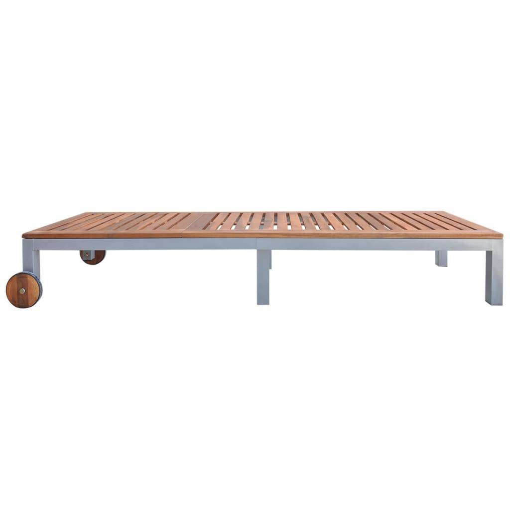 Helloshop26 - Transat chaise longue bain de soleil lit de jardin terrasse meuble d'extérieur avec coussin bois d'acacia et acier galvanisé - Imagen 3