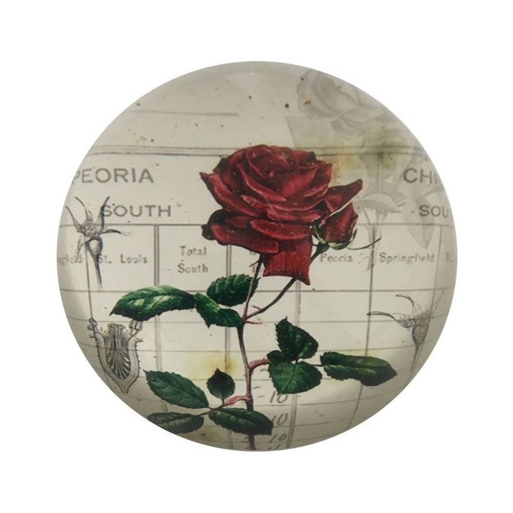 ° Presse papier sulfure en verre rouge Ø.8 cm Chemin de campagne - Imagen 1