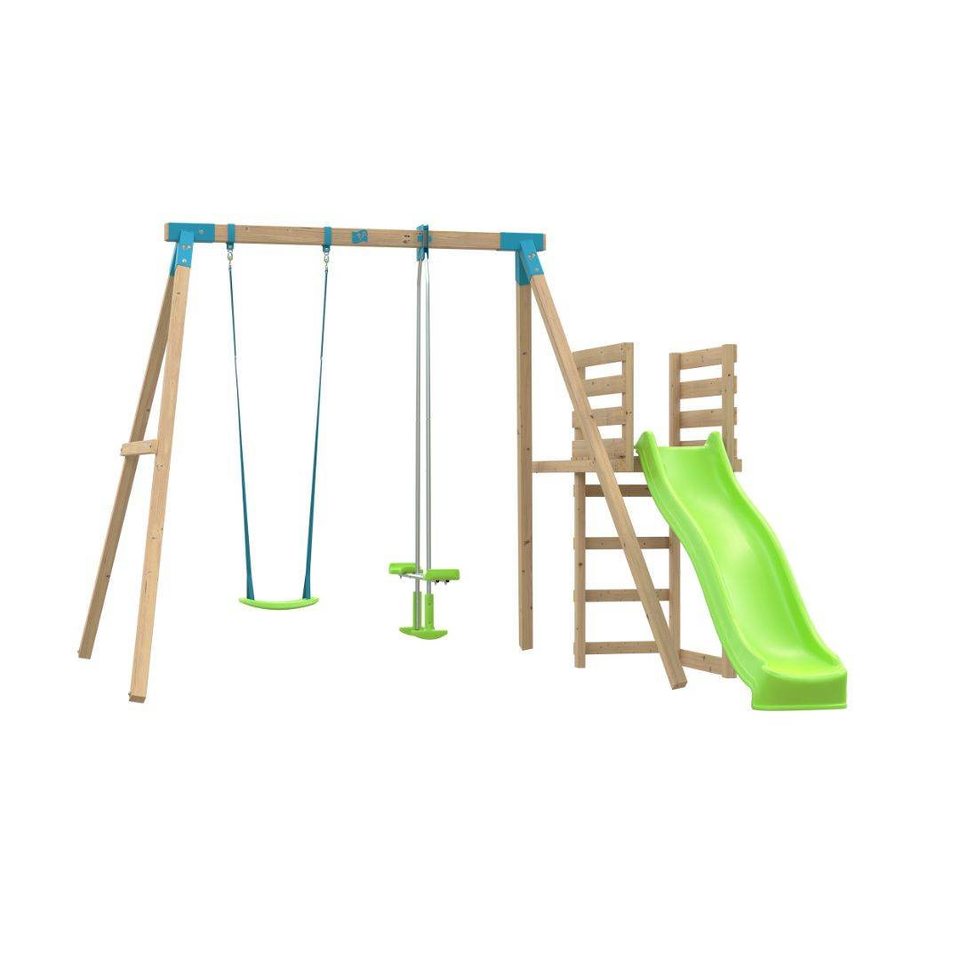 Tp Toys - Portique balançoire avec vis-à-vis et toboggan - bois carré FSC® - H243 cm - AUBÉPINE - Imagen 2