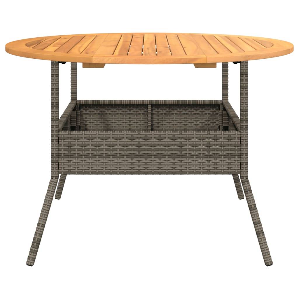 Table de jardin en résine tressée grise avec dessus en bois d'acacia 110 x 71 cm - PANGIVO - Image 6