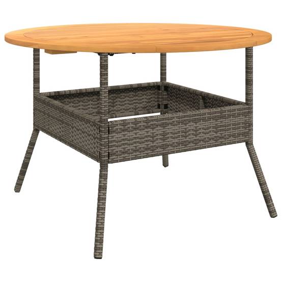 Table de jardin en résine tressée grise avec dessus en bois d'acacia 110 x 71 cm - PANGIVO - Image 7