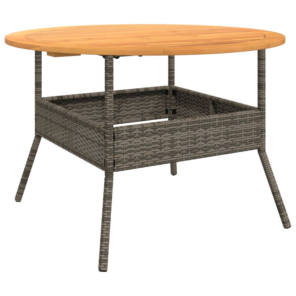 Table de jardin en résine tressée grise avec dessus en bois d'acacia 110 x 71 cm - PANGIVO - Image 7
