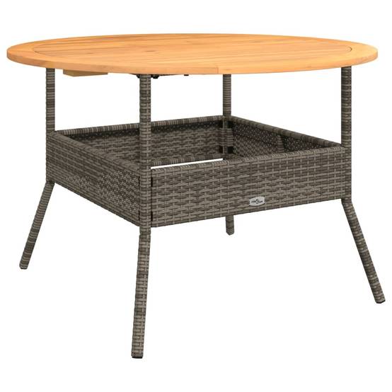 Table de jardin en résine tressée grise avec dessus en bois d'acacia 110 x 71 cm - PANGIVO - Image 2