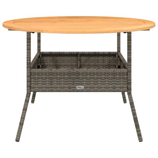 Table de jardin en résine tressée grise avec dessus en bois d'acacia 110 x 71 cm - PANGIVO - Image 5