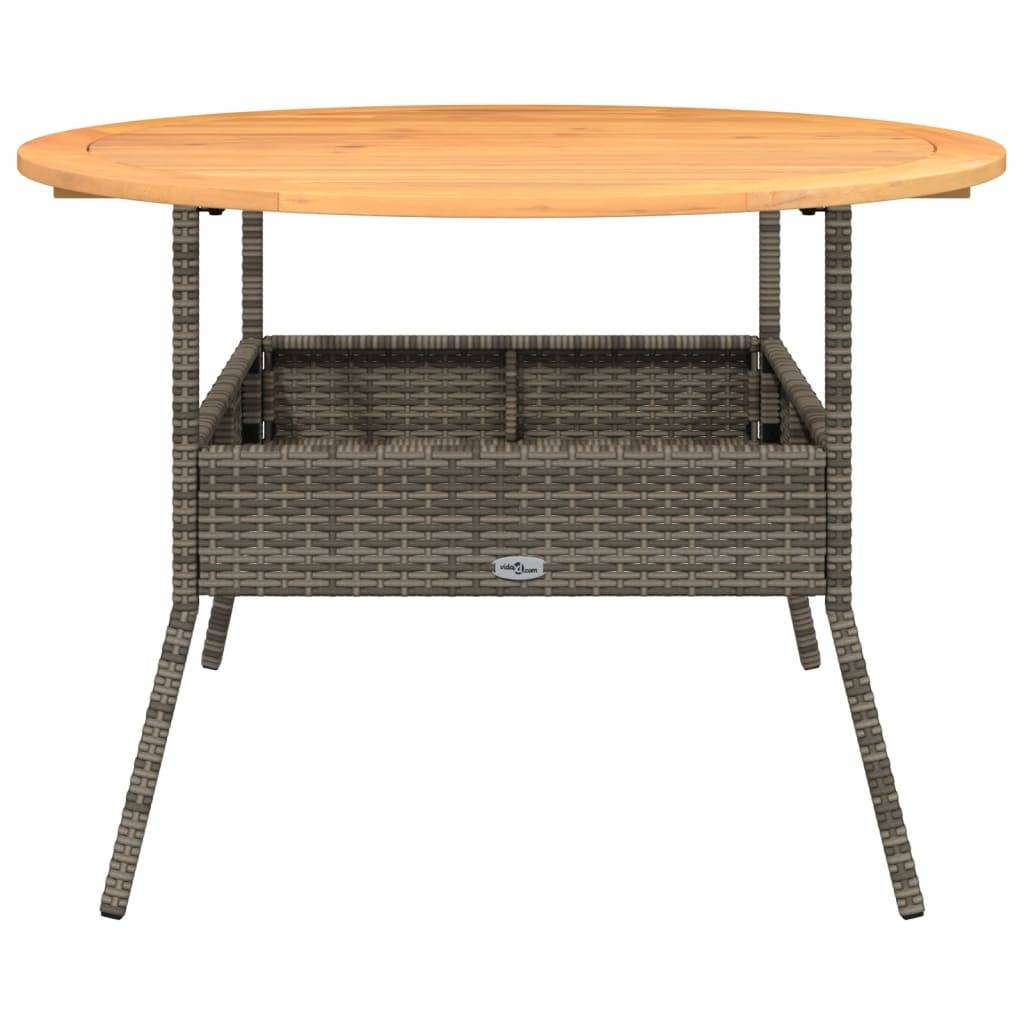Table de jardin en résine tressée grise avec dessus en bois d'acacia 110 x 71 cm - PANGIVO - Image 5