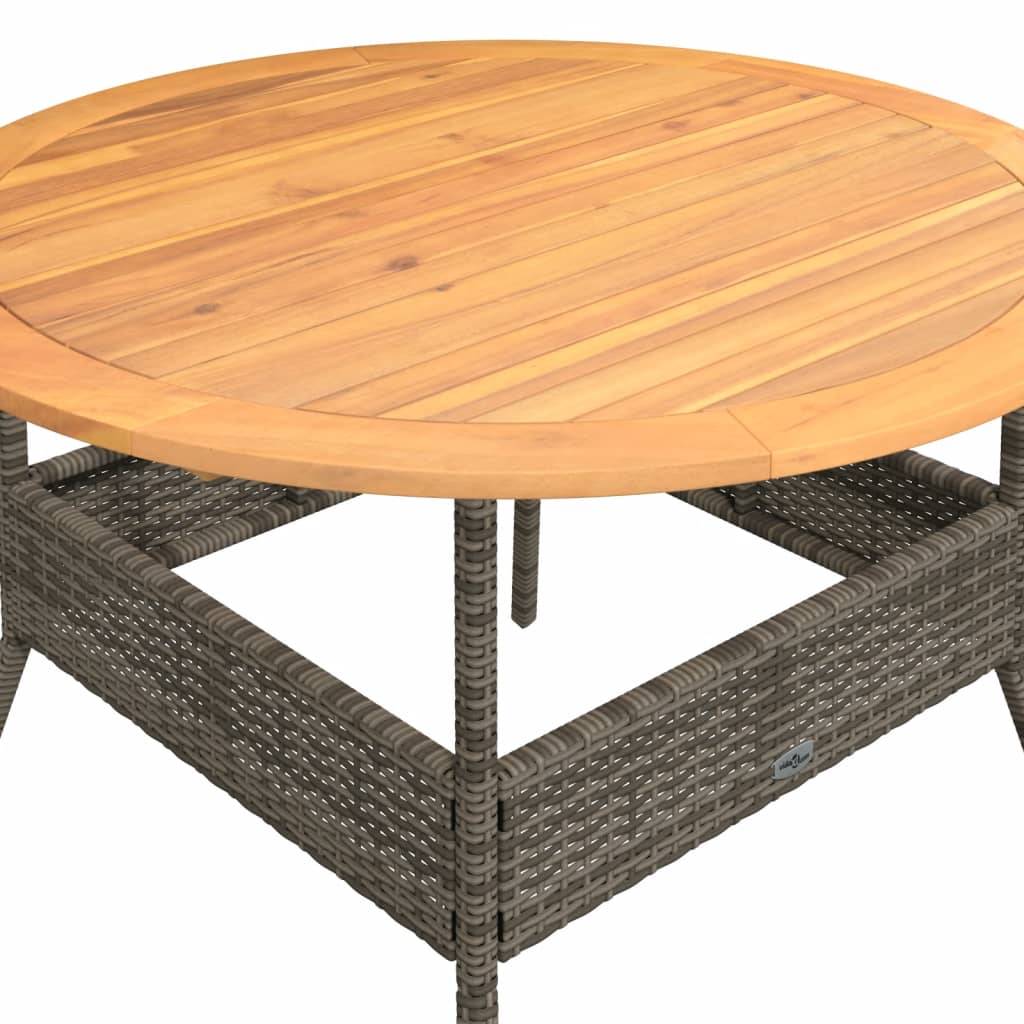 Table de jardin en résine tressée grise avec dessus en bois d'acacia 110 x 71 cm - PANGIVO - Image 9