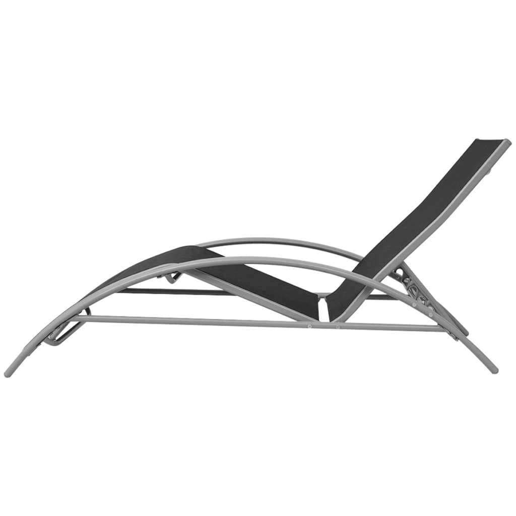 Vidaxl - Chaises longues et parasol Aluminium Noir vidaXL 42161 - Imagen 7