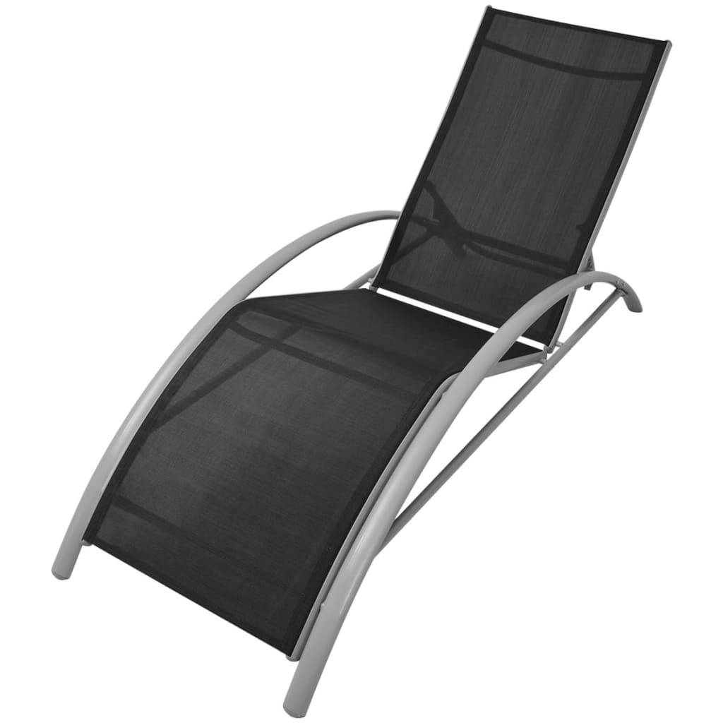 Vidaxl - Chaises longues et parasol Aluminium Noir vidaXL 42161 - Imagen 5