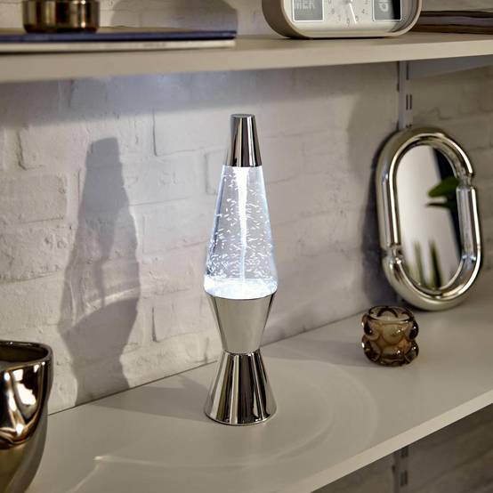Lampe à Poser Tornade "Lava" 36cm Argent - Image 4