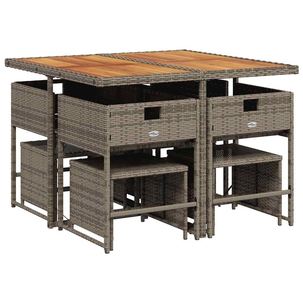 Salon de jardin 8 personnes résine tressée encastrable plateau en bois Gris – ComfortXL Outdoor Living - Image 3