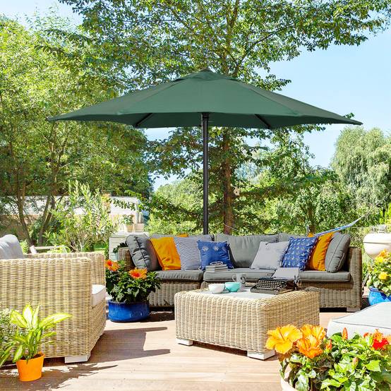 Parasol Droit Mât Aluminium pour Terrasse Jardin Toit Anti-Vent Ø196 cm Vert - ComfortXL Outdoor Living - Image 4