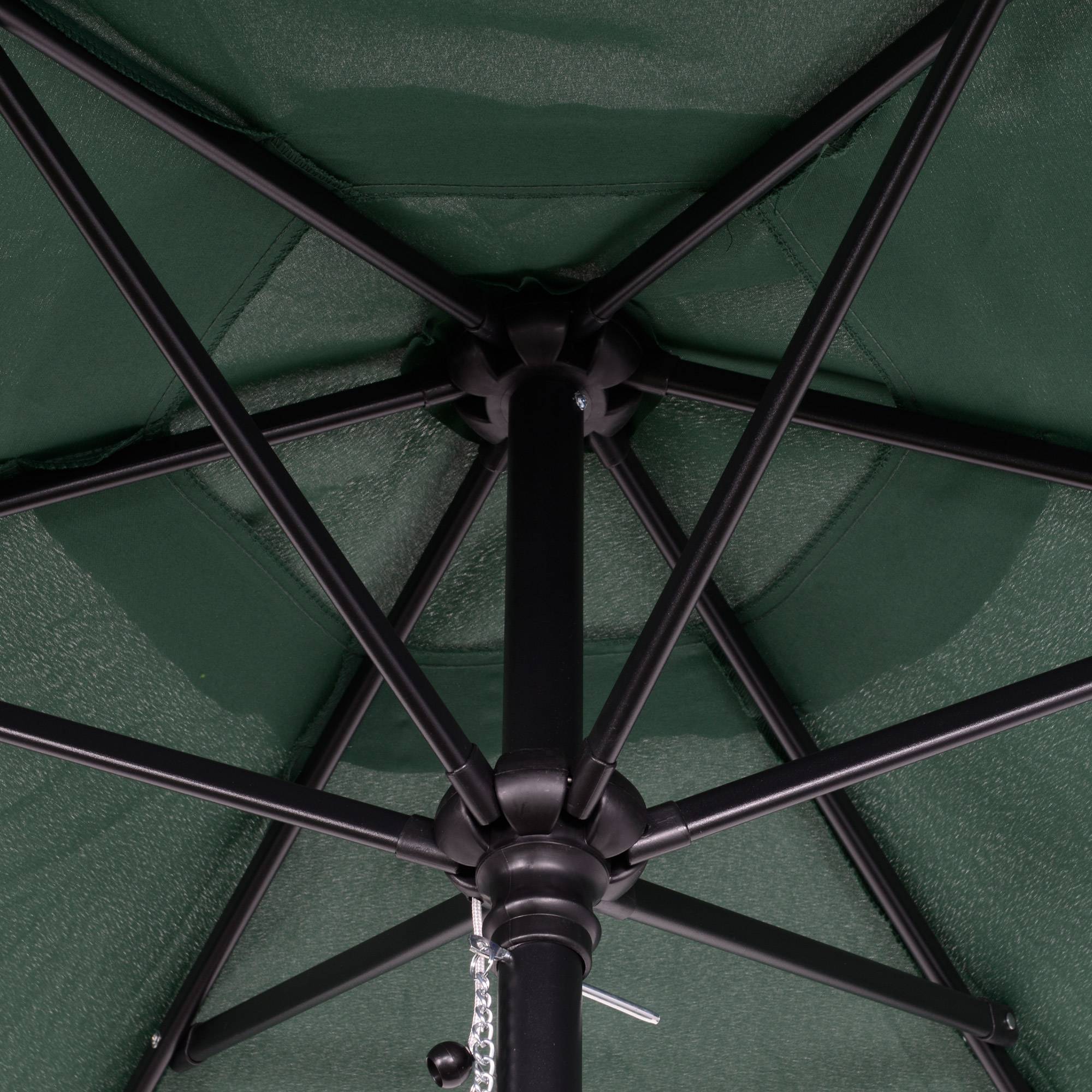 Parasol Droit Mât Aluminium pour Terrasse Jardin Toit Anti-Vent Ø196 cm Vert - ComfortXL Outdoor Living - Image 10