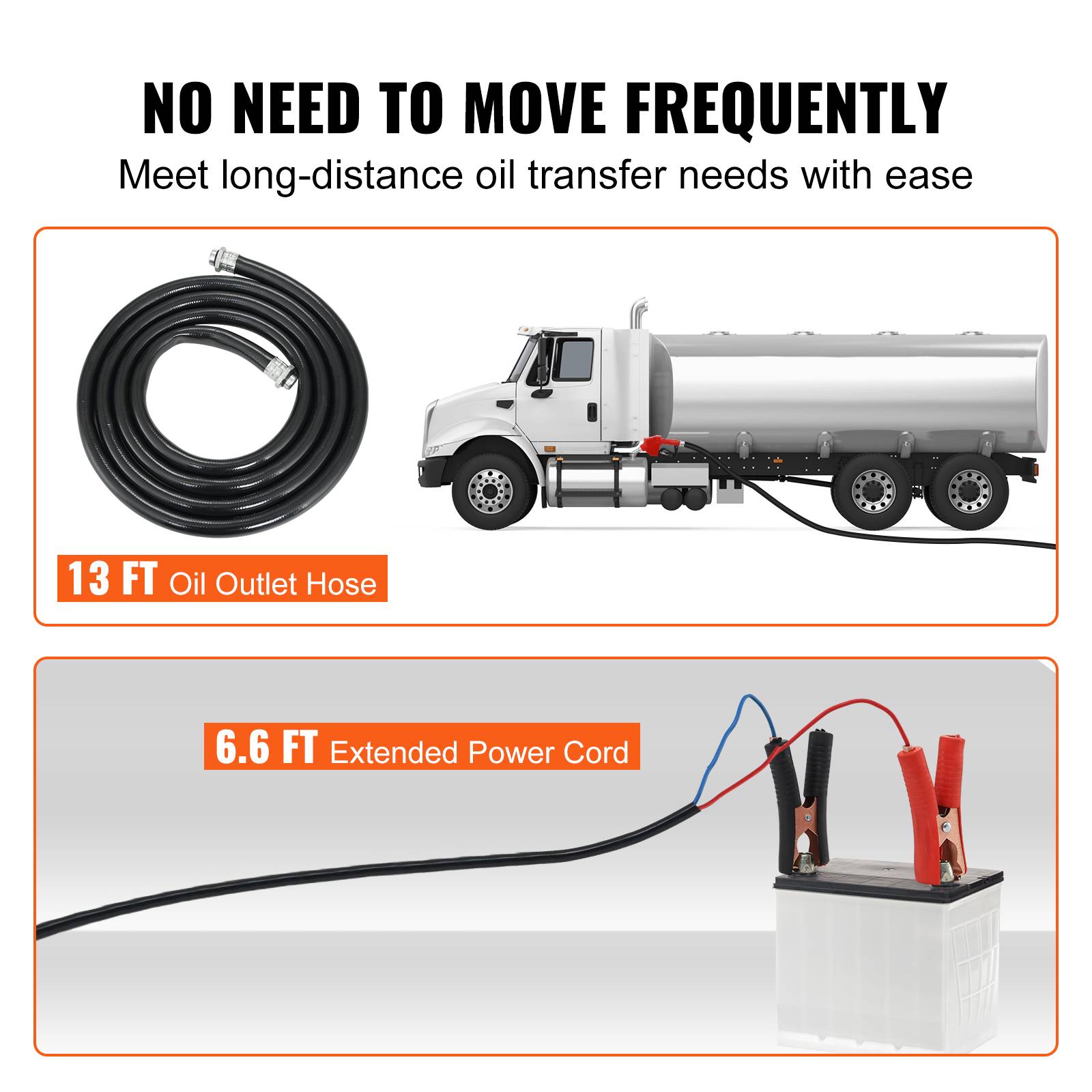 VEVOR Pompe transfert diesel 37,8 L/min, 12V CC, buse arrêt auto, pour diesel/kérosène/huile. - Image 5