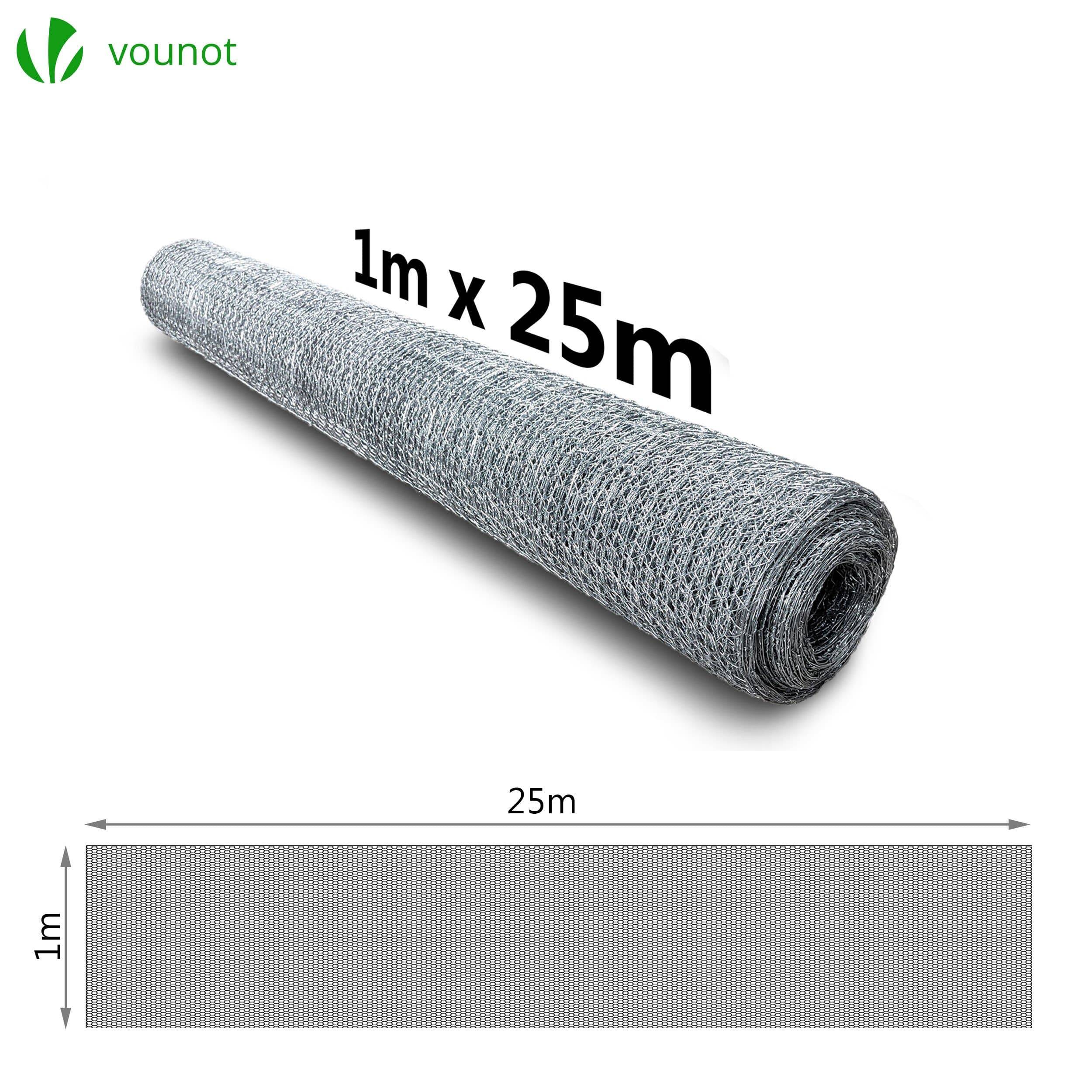 Vounot - VOUNOT® Grillage acier galvanisé - Maille 25mm - 1x25M - Filet de clôture pour poulailler - Image 6