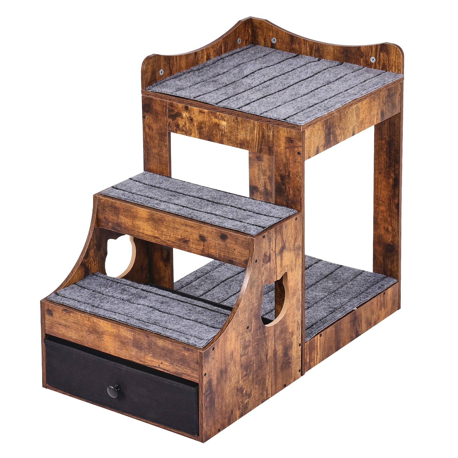 Vevor - VEVOR Lit Superposé pour Animaux Compagnie Chien Chat Escaliers Intérieur Marron - Image 9