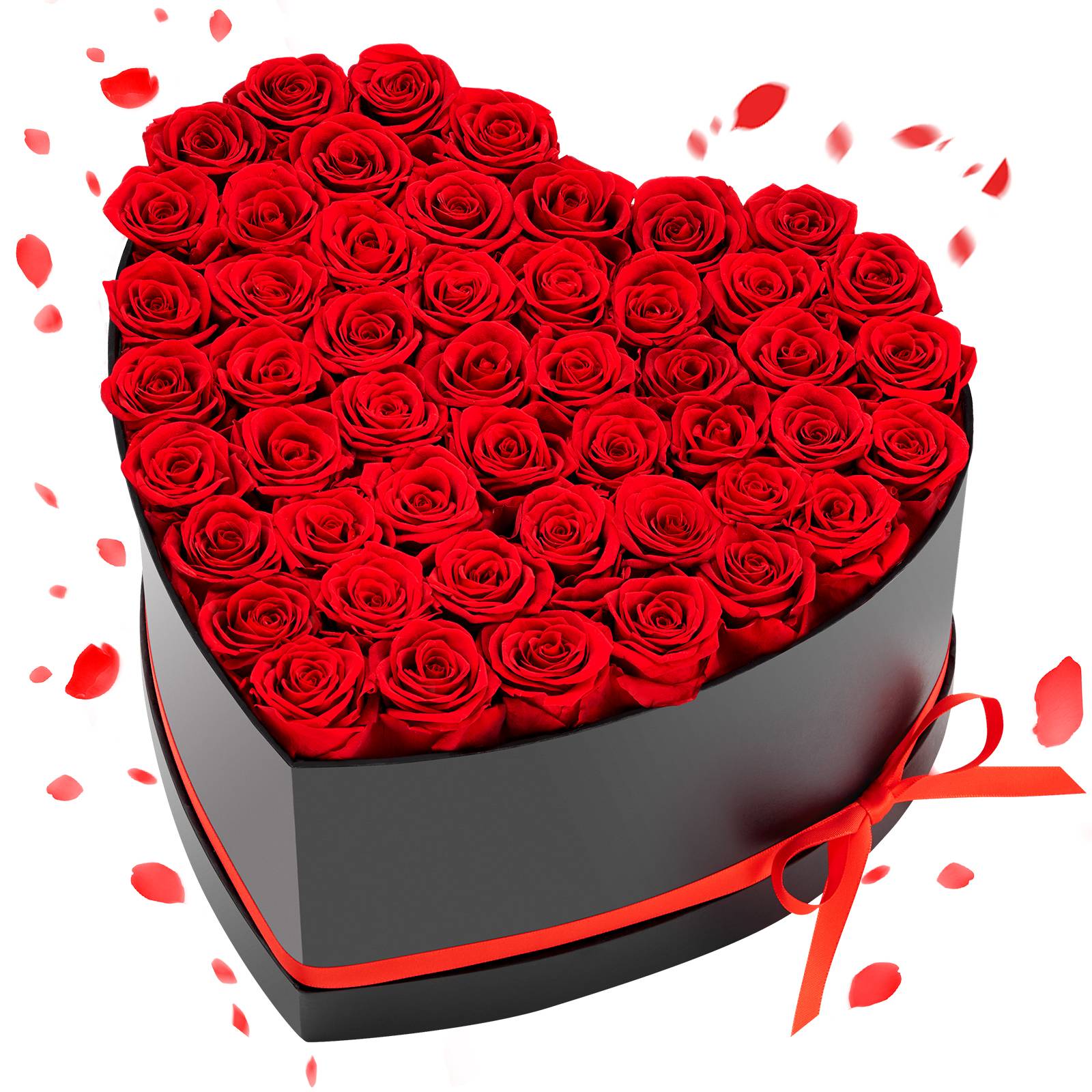Vevor - VEVOR Rose Éternelle Fleurs Éternelles Préservées Lot de 50 Boîte Cœur Rouge - Image 1