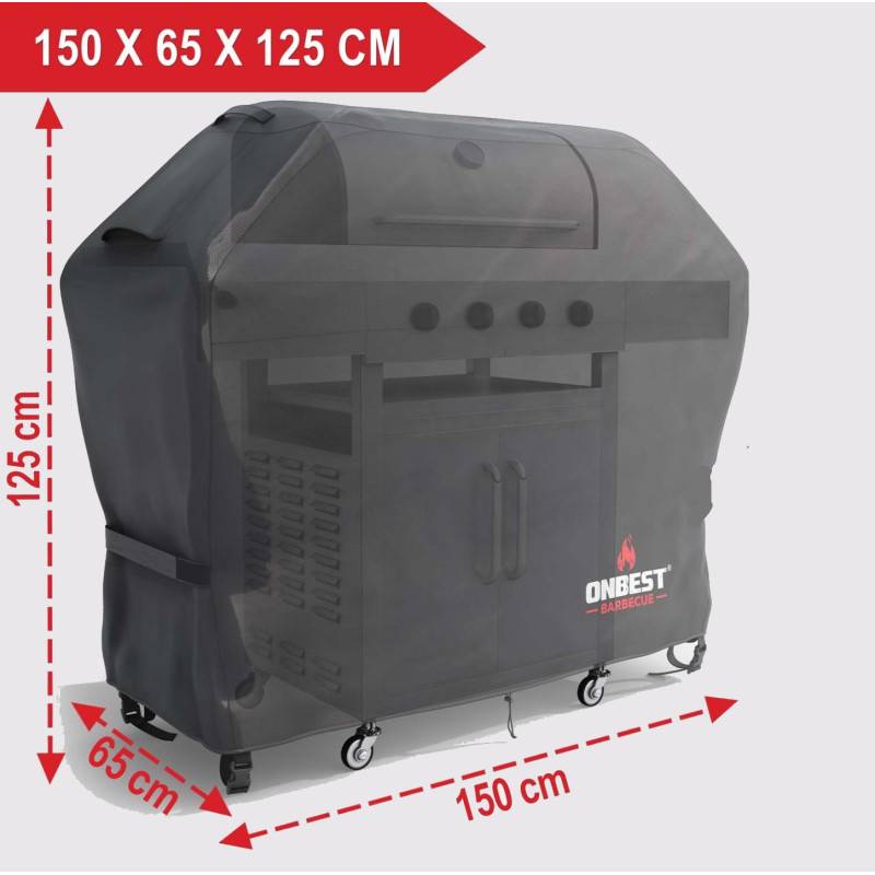 Housse de barbecue 150x65x125cm Imperméable extérieur Taille M - Image 2