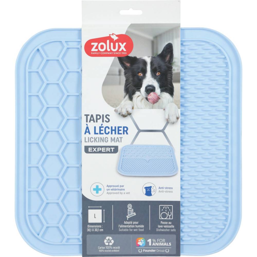 Zolux - Tapis à lécher L silicone ventouse 30 x 30 cm bleu pour chien - Imagen 2