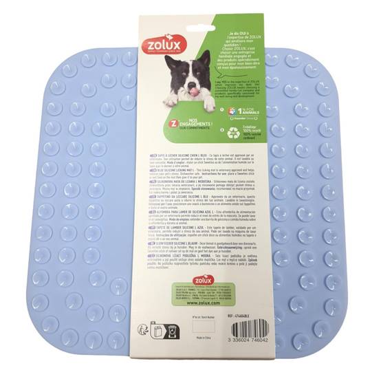 Zolux - Tapis à lécher L silicone ventouse 30 x 30 cm bleu pour chien - Image 3