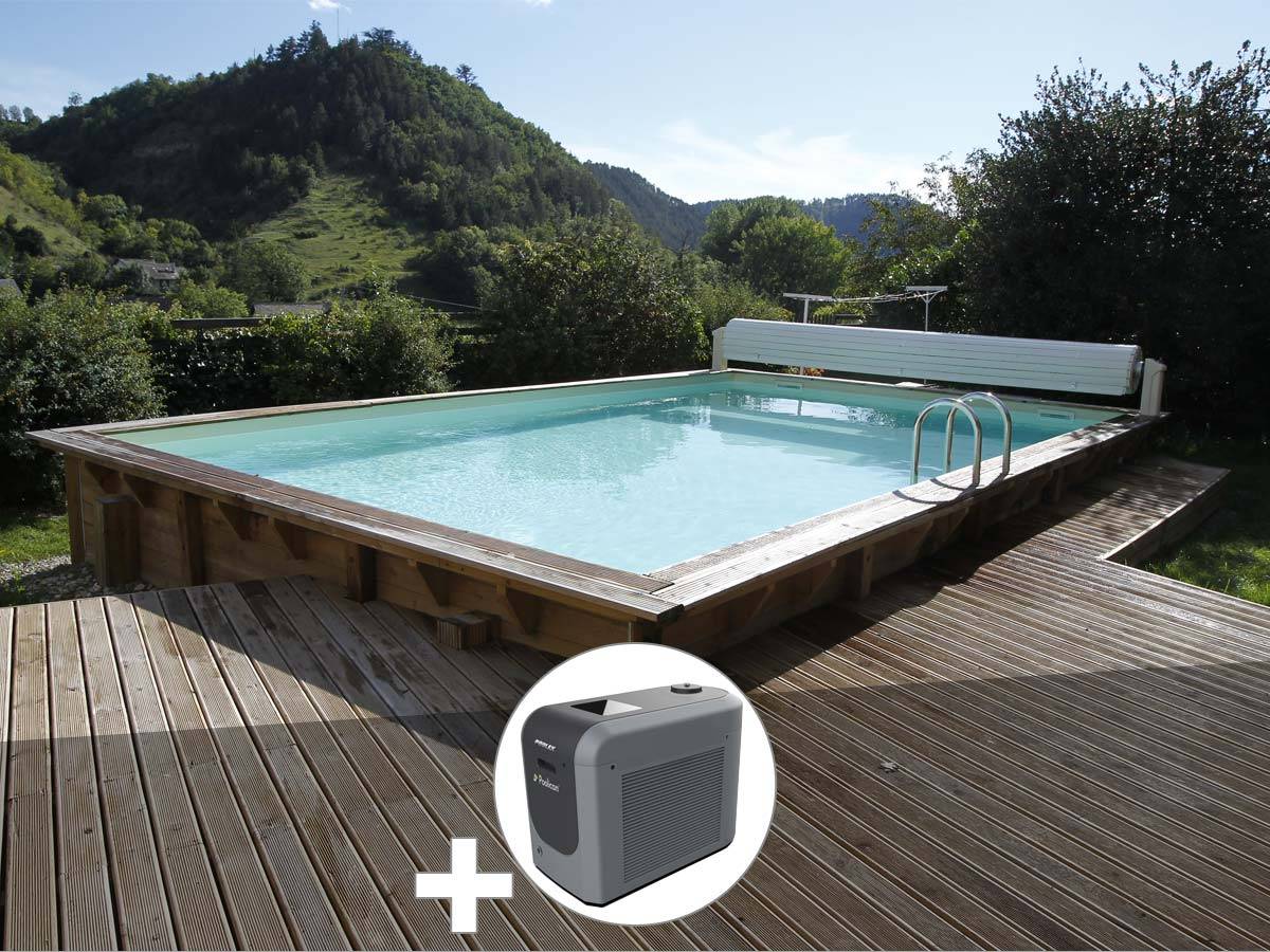 Ubbink - Kit piscine bois Ubbink Linéa 6,50 x 3,50 x 1,40 m - Liner beige + Poolican