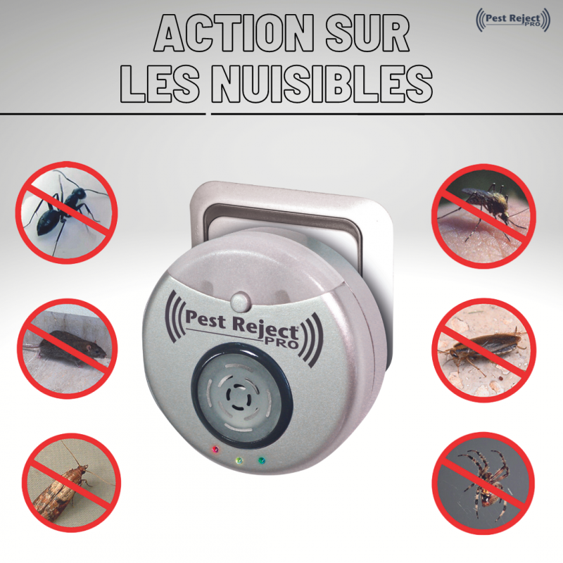 Pest Reject Pro - lot de 2 - VENTEO - Répulsif nuisibles Repulse power - Ultrasons et électromagnétisme - Couleur gris - Couverture de votre maison de - Image 3