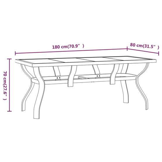 PANGIVO - Table de jardin acier et verre noir 180 x 80 x 70 cm - PANGIVO - Image 6