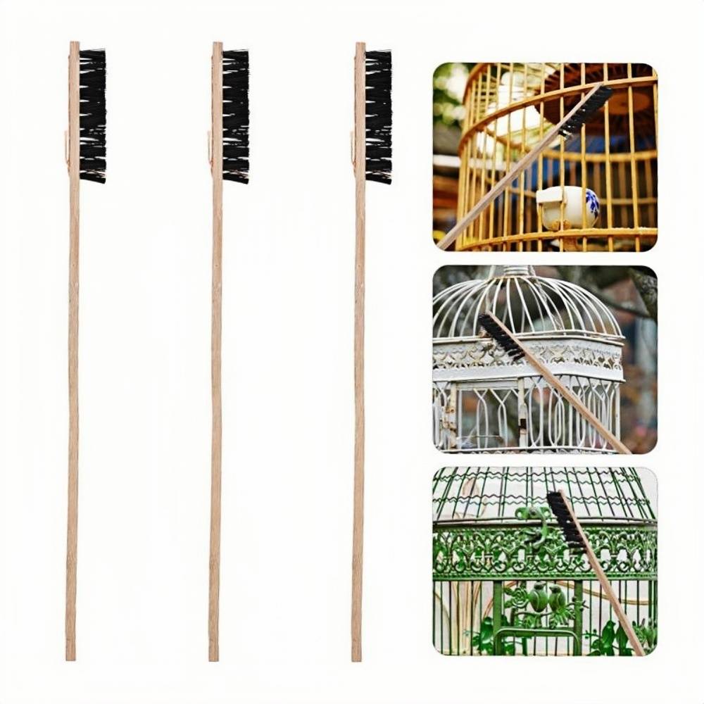 Lot de 3 brosses de nettoyage en bois pour cage d'oiseaux DtopbuyAge