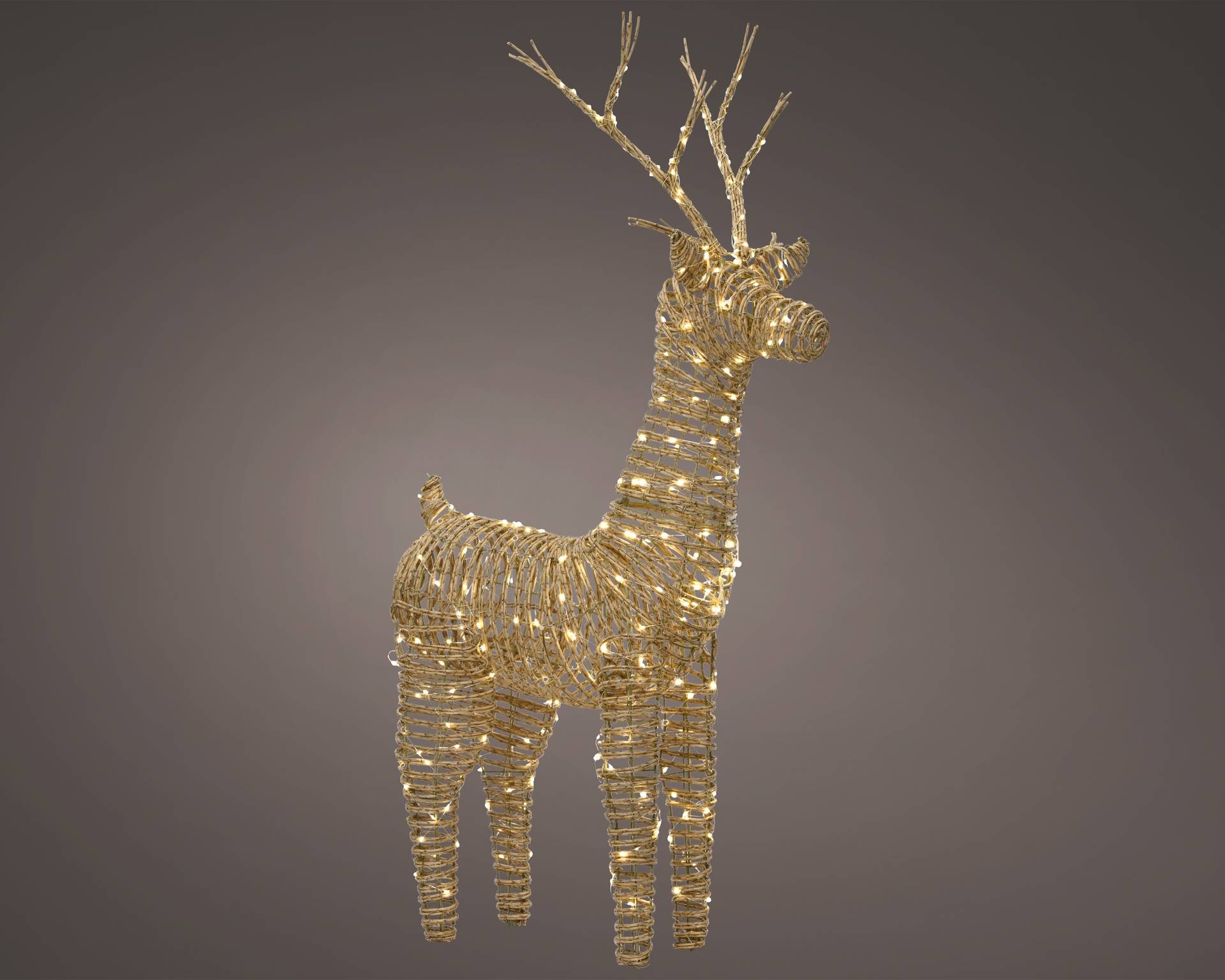 Luminéo - Reno de Navidad de mimbre beige 104 x 60 x 24 cm micro-LED - LUMINEO