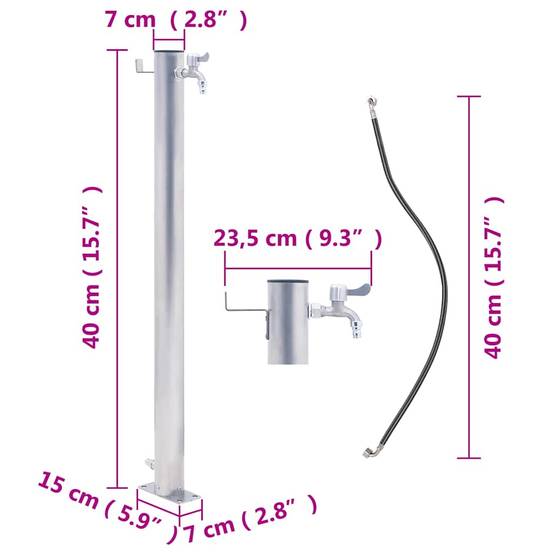 PANGIVO - Colonne à eau acier inoxydable argenté 23.5 x 7 x 40 cm, poids:1.25kg - PANGIVO - Image 7