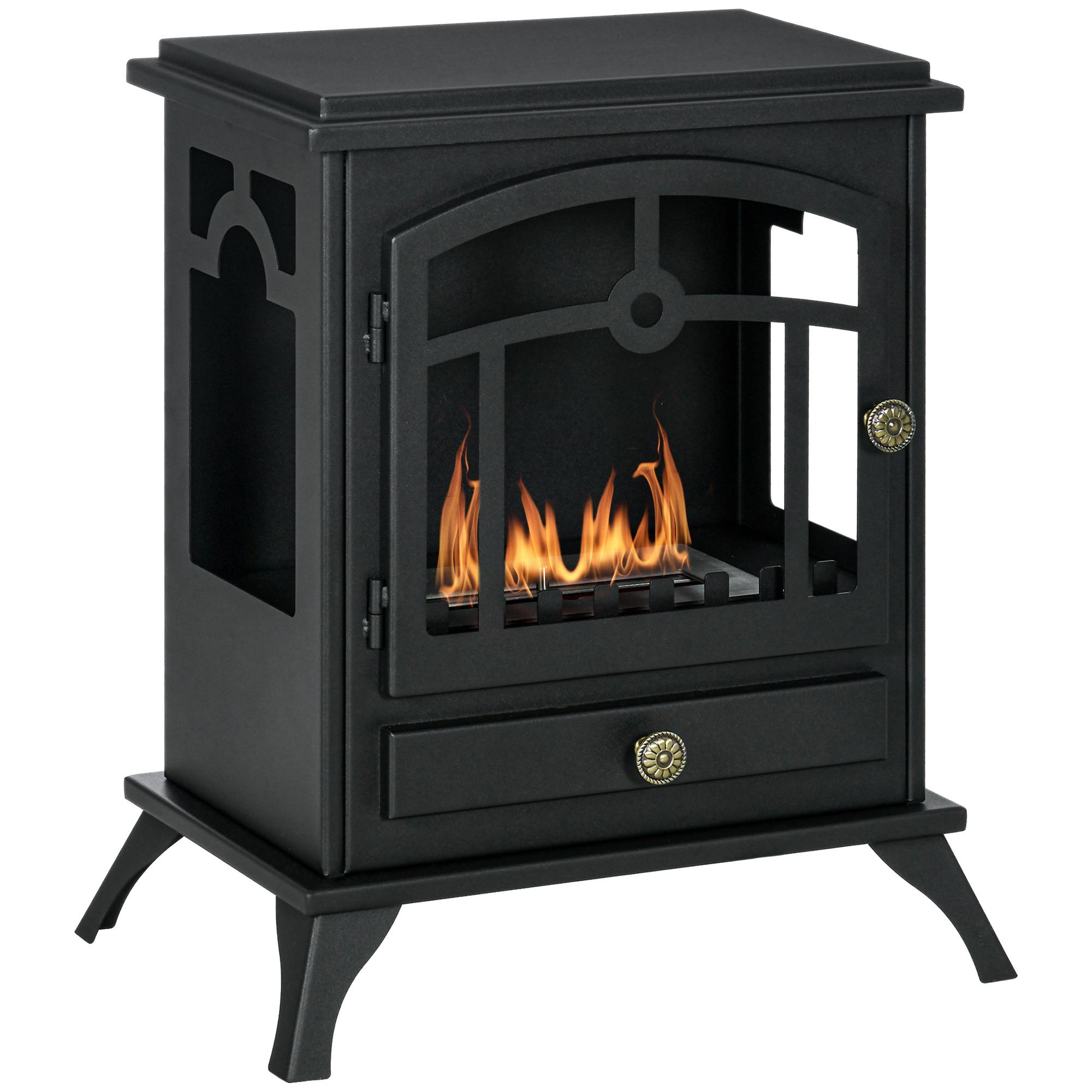 Cheminée bioéthanol sur Pied, brûleur 1,2 L, environ 3 h de durée de combustion Dim. 45L x 28l x 54H cm Acier Noir - Image 1
