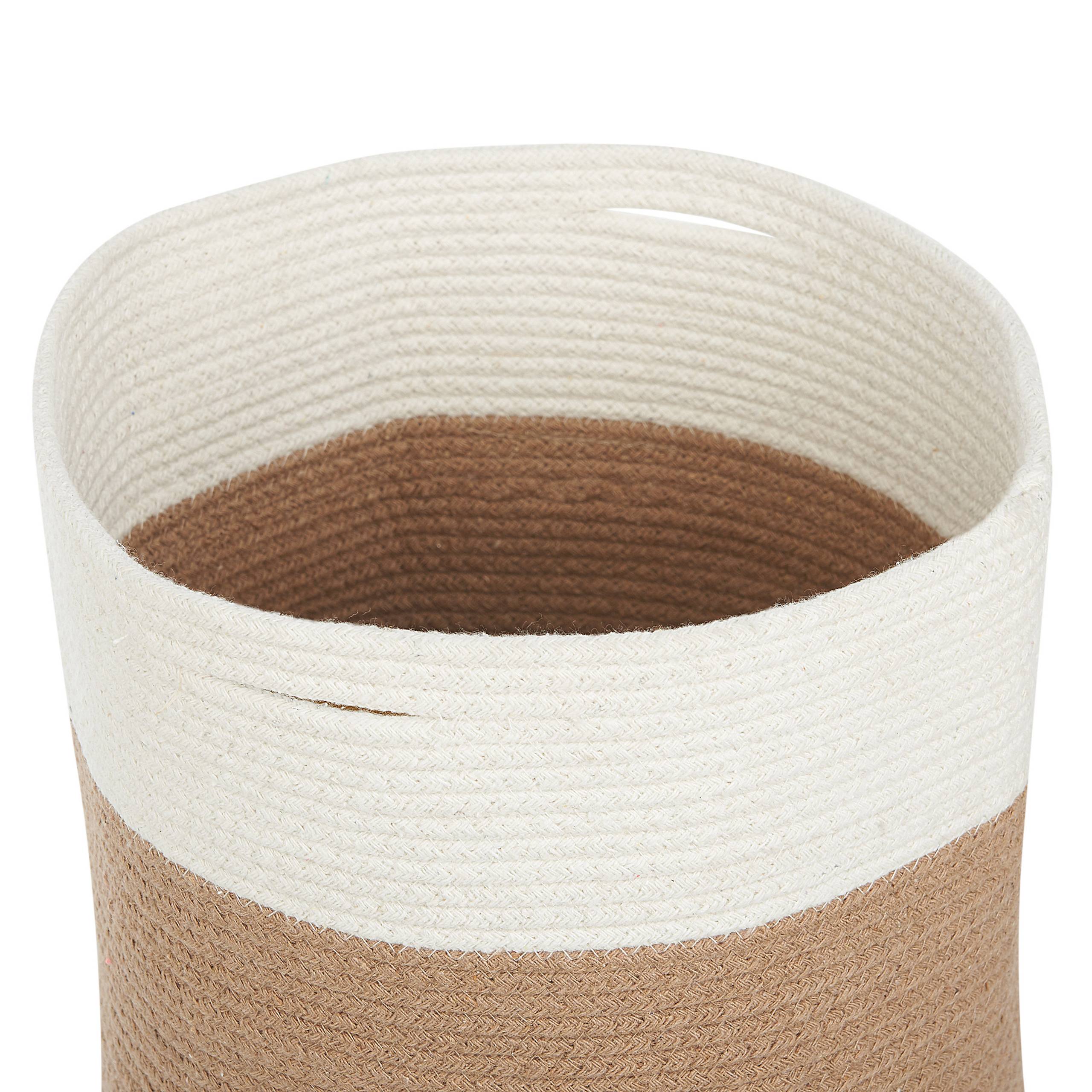 Beliani - Panier Beige et Blanc en Coton ⌀ 52 cm Corbeille à Linge Tressée Pratique pour Intérieur Salon Chambre Rangement - Imagen 4