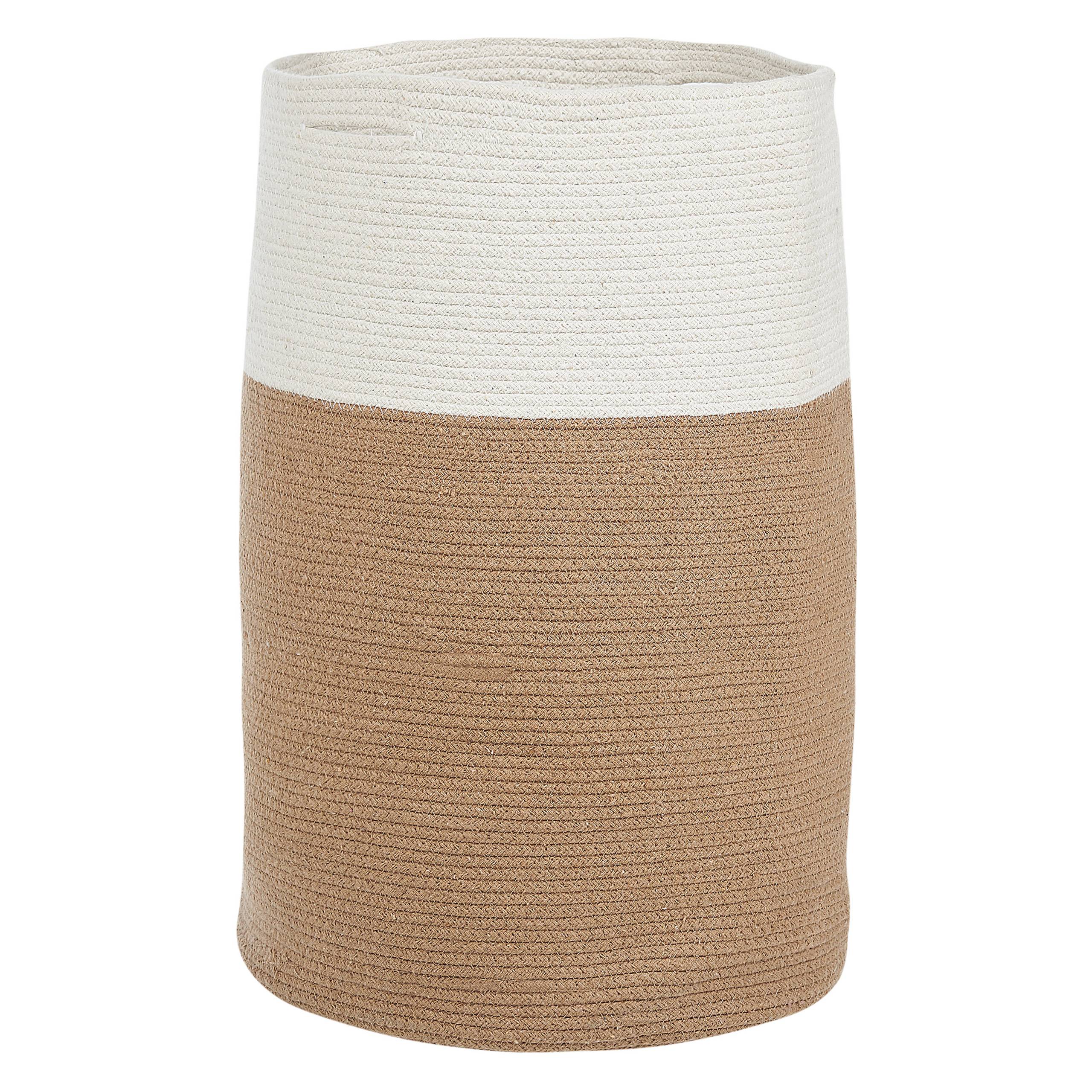 Beliani - Panier Beige et Blanc en Coton ⌀ 52 cm Corbeille à Linge Tressée Pratique pour Intérieur Salon Chambre Rangement - Imagen 1