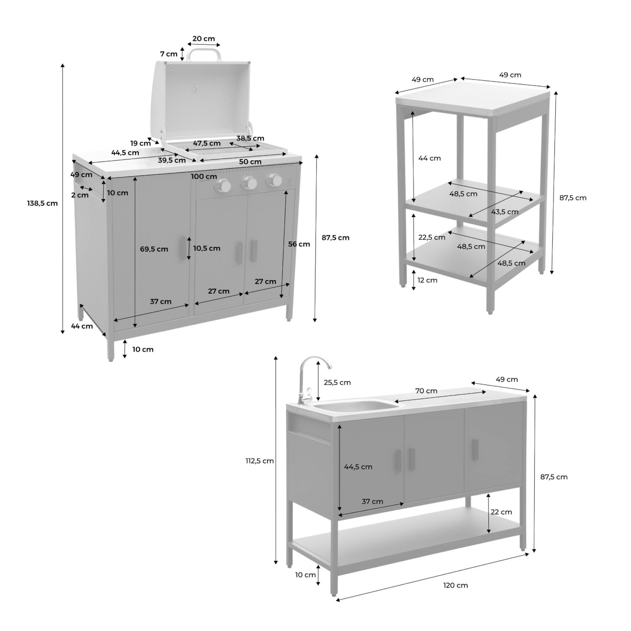 sweeek - Cuisine extérieure Naxos 3 modules acier inoxydable noir avec barbecue gaz 3 brûleurs | sweeek - Image 5