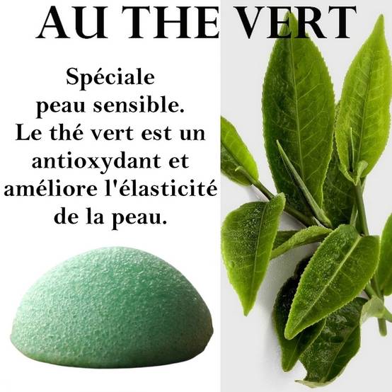 Sun&Sia - Éponge Konjac 100% Naturelle au Thé Vert – Nettoie et Exfolie en Douceur, Peau Saine-Soin du Visage Naturel, Peau Sensible - Image 1