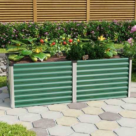 Vitavia - Carré potager Linus 630 – Acier Zincalume H 63 cm, Couleur Vert/Aluminium - Image 5