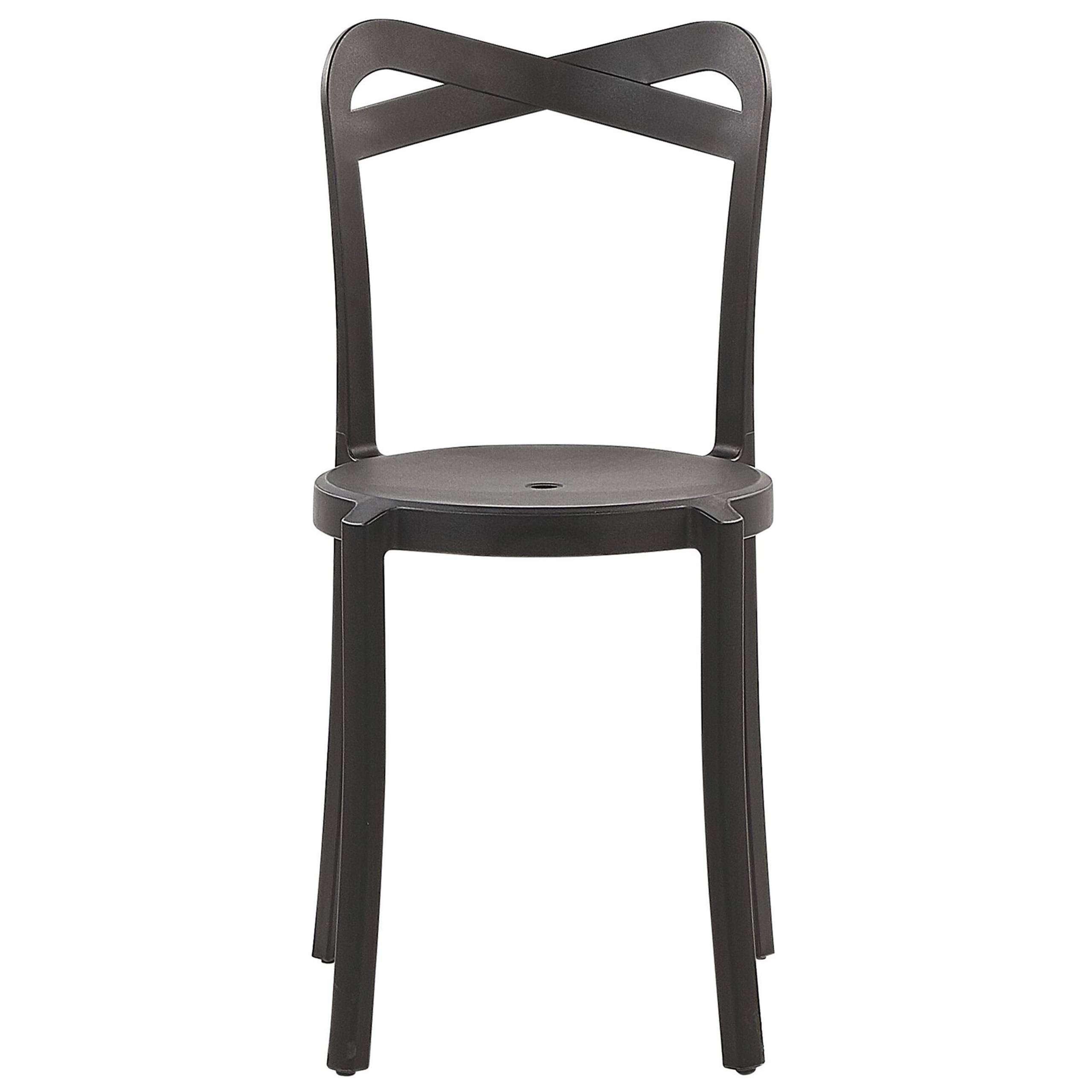 Beliani - Salon de Jardin Noir et Blanc Synthétique à Quatre Chaises Table Carrée Légère pour Extérieur Moderne - Imagen 5