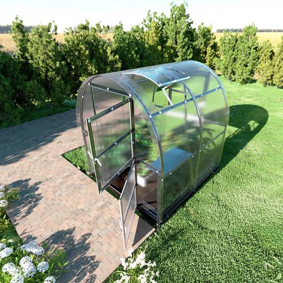 Serre KLASIKA SLIM 2 x 2 m (4 m²) , 4 mm avec revêtement en polycarbonate - Image 1